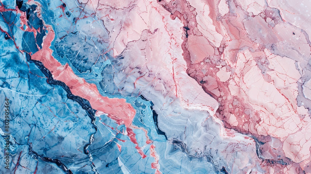 Naklejka premium Vivid Contrast in Pink and Blue Natural Marble Texture