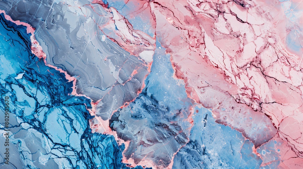 Fototapeta premium Vivid Contrast in Pink and Blue Natural Marble Texture