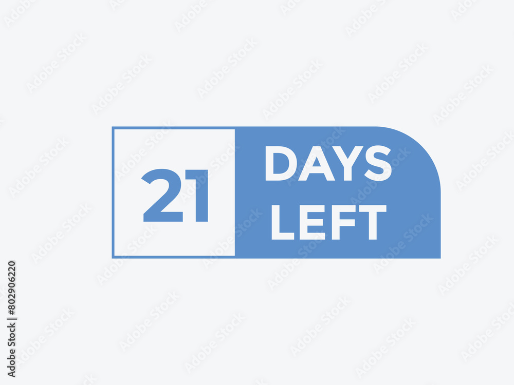 Fototapeta premium 21 days to go countdown template. 21 day Countdown left days banner design. 21 Days left countdown timer 
