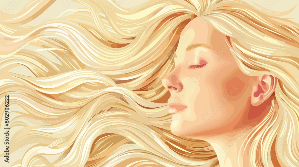 Beautiful long blonde hair on color background Vector