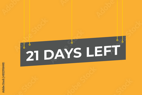 21 days to go countdown template. 21 day Countdown left days banner design. 21 Days left countdown timer
