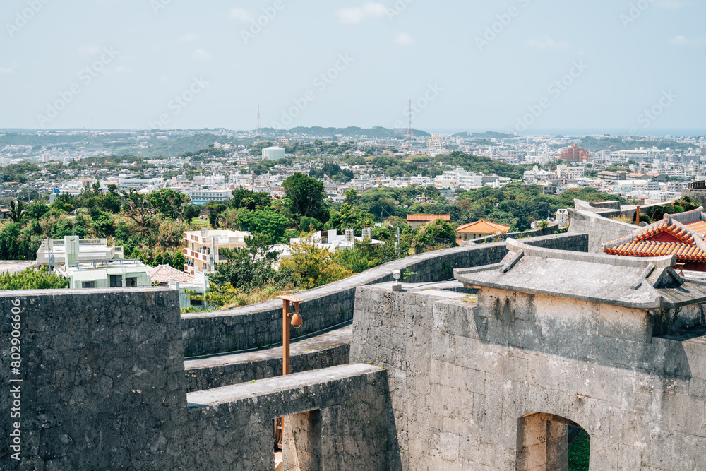 Shurijo Castle and view of city in Naha, Okinawa, Japan
