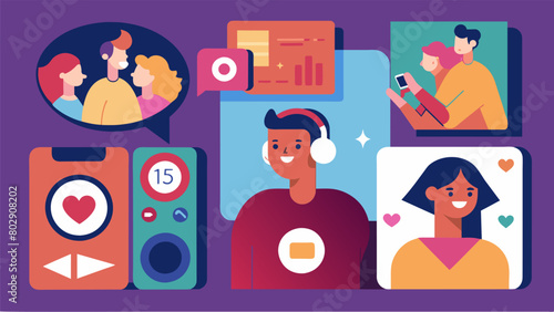 An Instagram challenge where users share photos of their listening setup and memories associated with an album on its 15th anniversary. Vector illustration