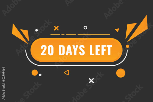 20 days to go countdown template. 20 day Countdown left days banner design. 20 Days left countdown timer 