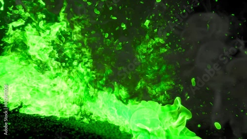 explosion of a substance burning with a green flame photo