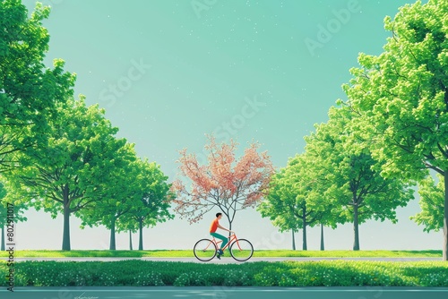 illustration of people bicycling in the public park