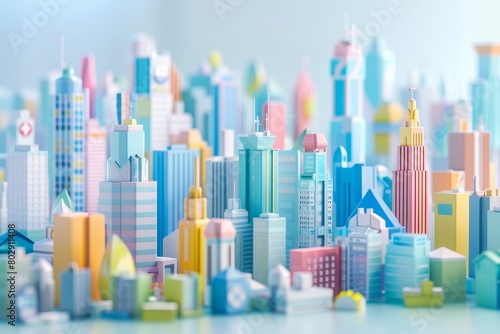 illustration of skyscrapers bokeh style background