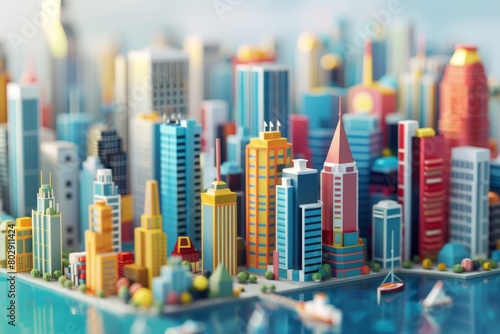 illustration of skyscrapers bokeh style background