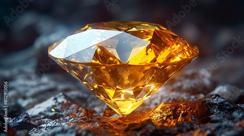 A large  striking yellow gemstone that captivates the eye with its vibrant hue and sparkling brilliance