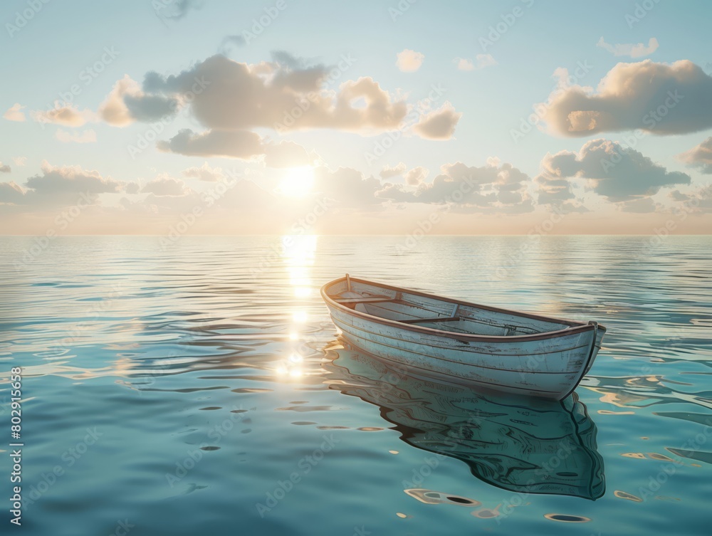 Fototapeta premium Boat on ocean, sea, summer, landscape, beautiful