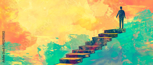 Illustration that symbolizes lifelong learning, ascending ladder, continuous personal growth