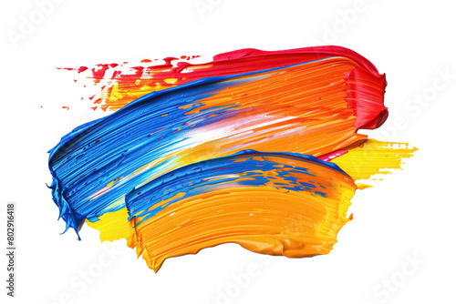 colourful acrylic ink brush stroke, transparent background