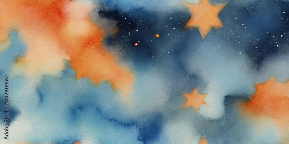 Fototapeta premium watercolor abstract background. Blue, Orange