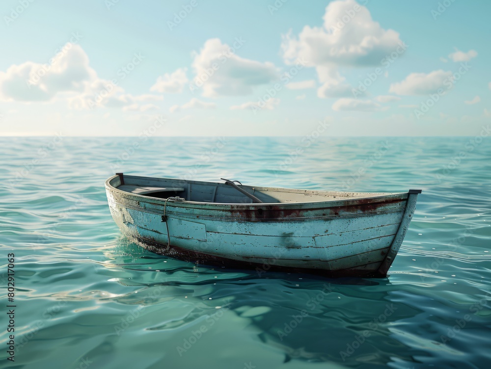 Naklejka premium Boat on ocean, sea, summer, landscape, beautiful