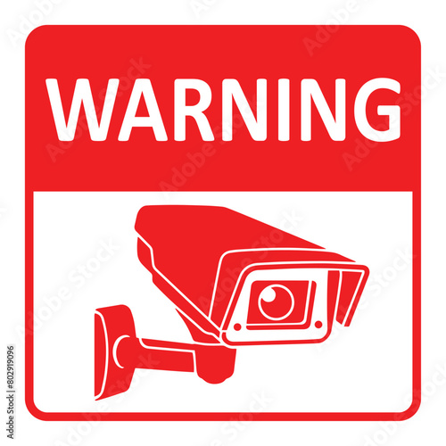 Security camera icon, video surveillance, cctv sign. Red square indicating camera operation. Warning monitoring, safety home protection system. Fixed CCTV, Security Camera Icon Vector.