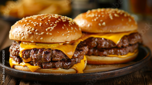Juicy beef patties hugged by fluffy buns, doubled up to satisfy even the heartiest appetite. photo