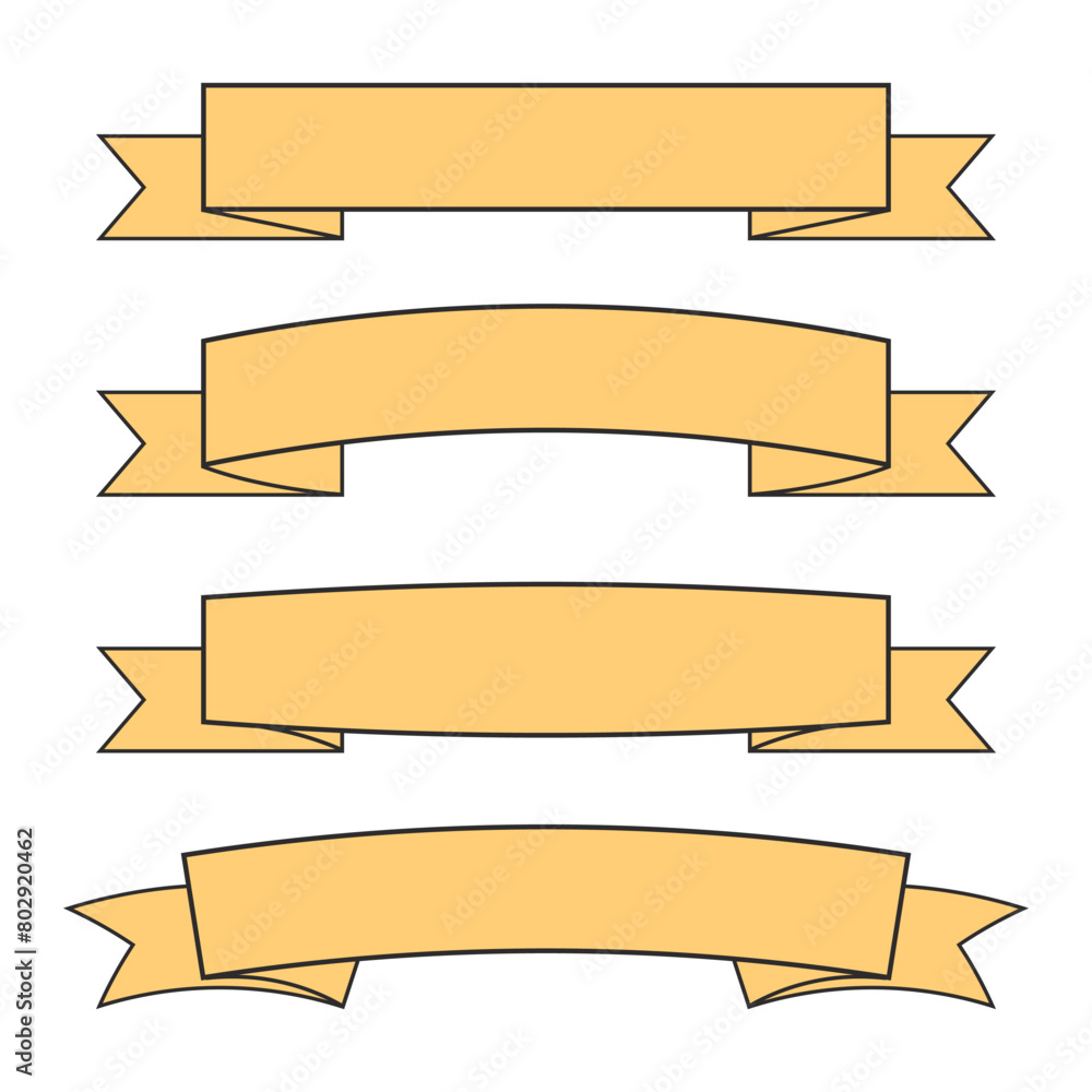 set of simple yellow ribbon banner designs set of simple yellow ribbon banner designs