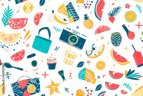 playful patterns using cute and simple pieces arranged in delightful compositions on a white background.