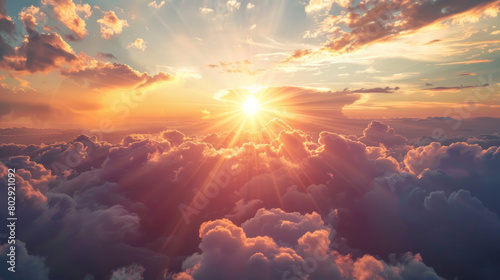 Majestic Sunrise Over Clouds, the Ascension of Christ, the ascension of Jesus into heaven, a festival celebrated by Christians.