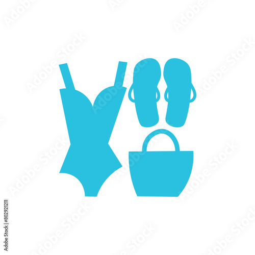 Catch the summer vibe concept. Flat vector style illustration. Perfect background for posters  cover art  flyer  banner. abstract drawing with swimsuit  flip-flops and beach bag