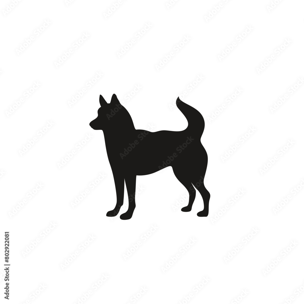 Silhouette of a dog in vector, flat style.
