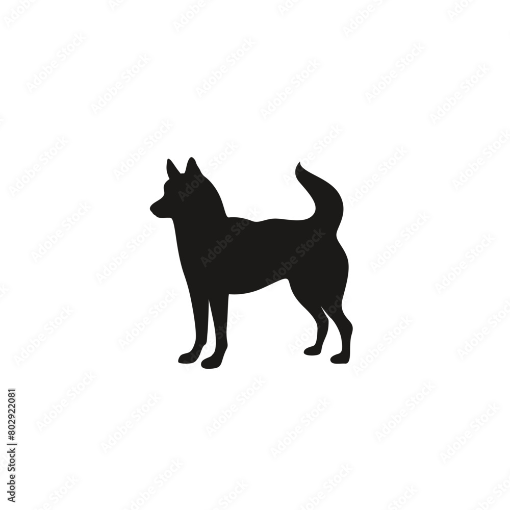 Silhouette of a dog in vector, flat style.
Silhouette of a dog in vector, flat style.