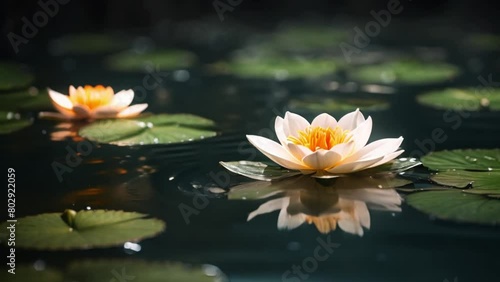 Wallpaper Mural flowers on water on dark background Torontodigital.ca