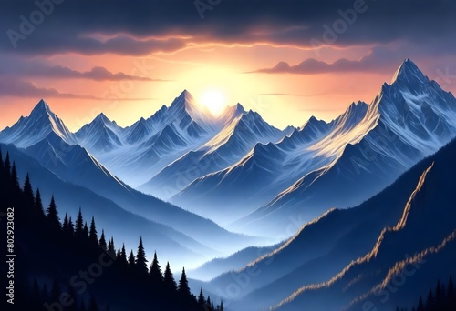 dark and mysterious Serene mountain range at sunse (4) 1 © Haja