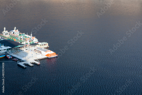 View of the harbor in the lake photo