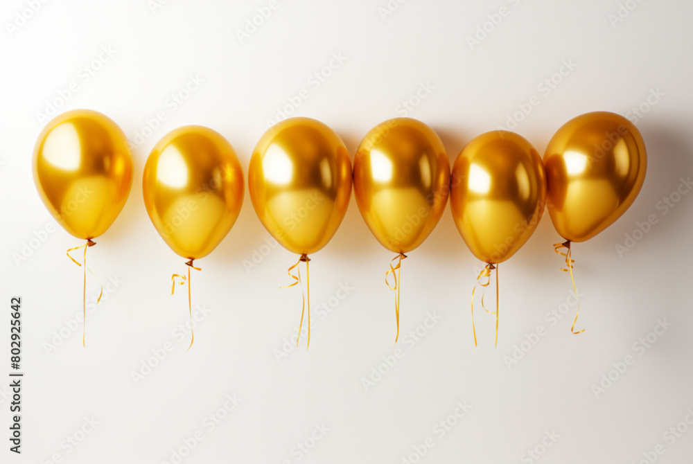 6 Gold Foil Balloons against a white background 3:1 ration banner png 6 Gold Foil Balloons against a white background 3:1 ration banner png