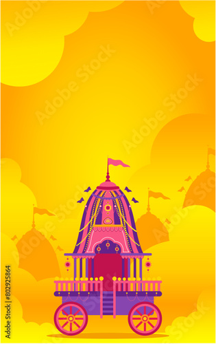 Flat rath yatra banner gold clouds illustration background