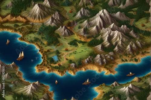 Fantasy 3d map of a fictional continent © Filip Korić
