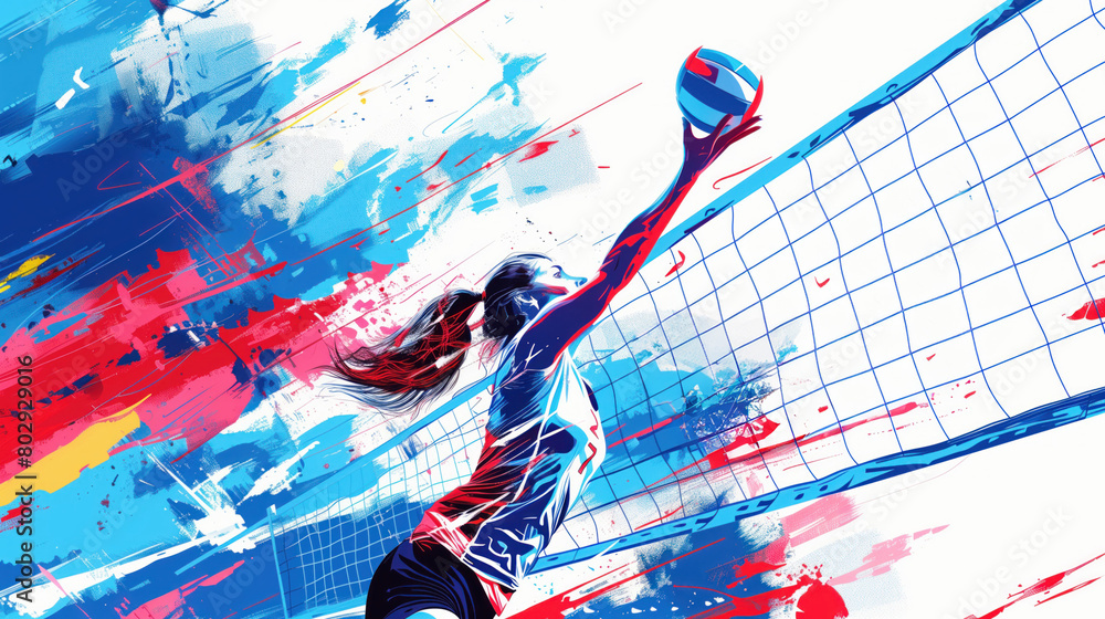 Dynamic Volleyball Serve. summer Olympic sport