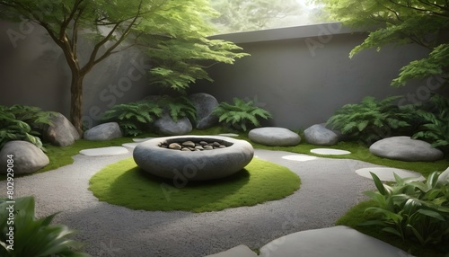 Tranquil Zen Inspired Meditation Garden With A Se Upscaled 3
