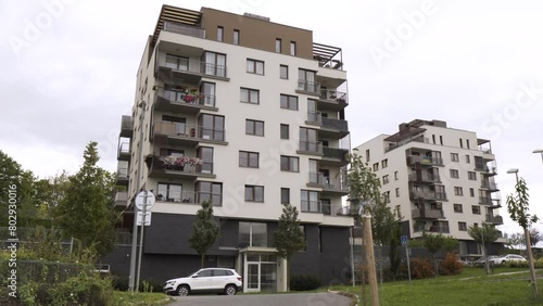 An apartment complex in a suburban area