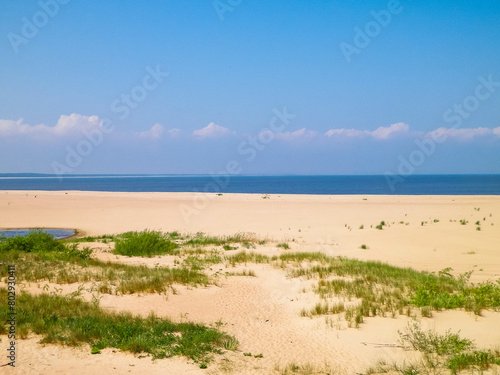 Baltic Sea Coast on Sobieszewska Island. The estuary of the Vistula River.