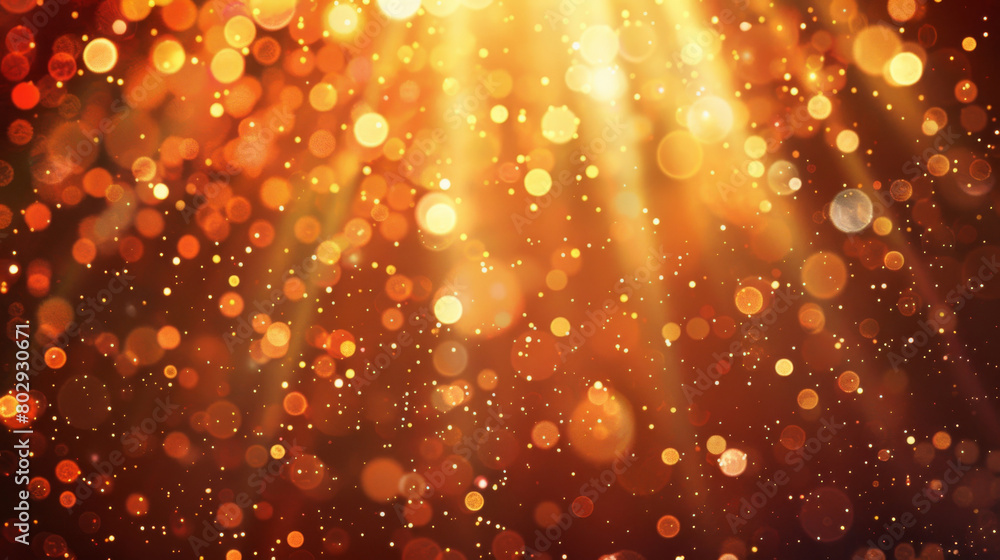Abstract background with vibrant golden bokeh lights sparkling