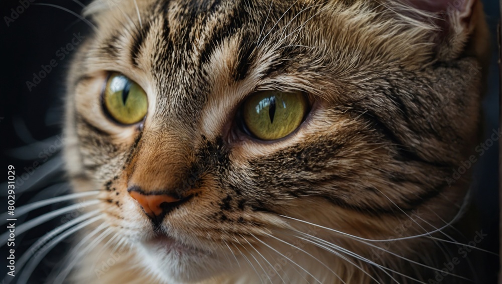 Adorable cat, macro photo of muzzle