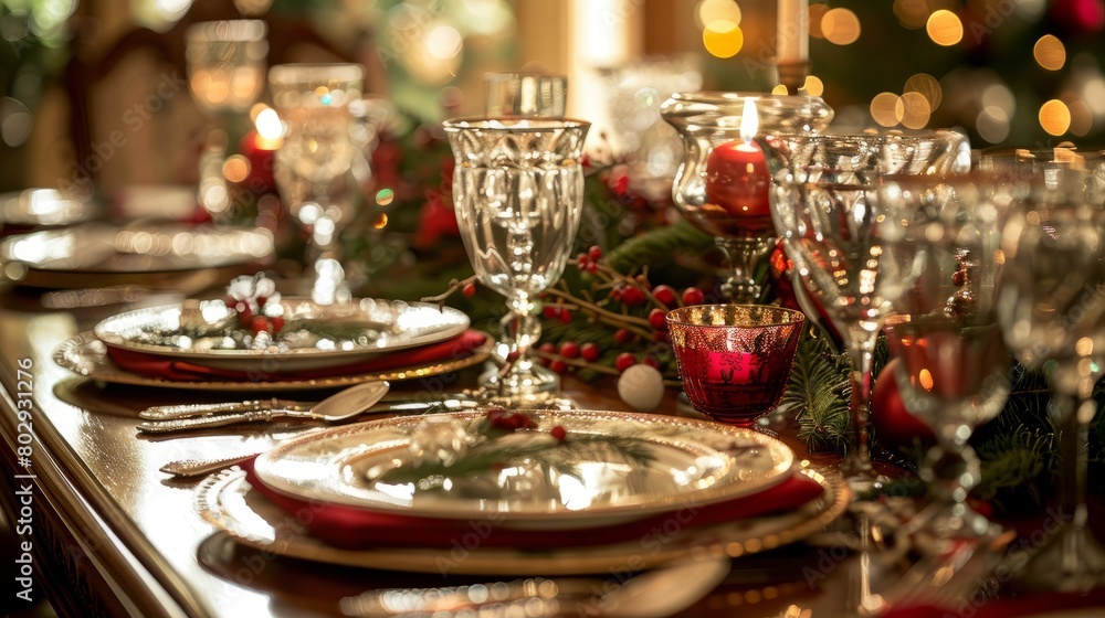 Glamorous Christmas Feast Table Setup with Decorative Flair