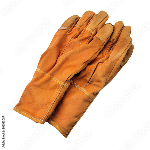 Old orange leather gardening gloves