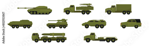 Military Machinery, Transport and Equipment Vector Set