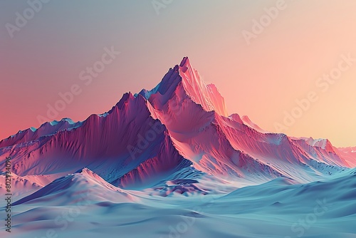 Stylized mountain range with a gradient echo effect #802934096