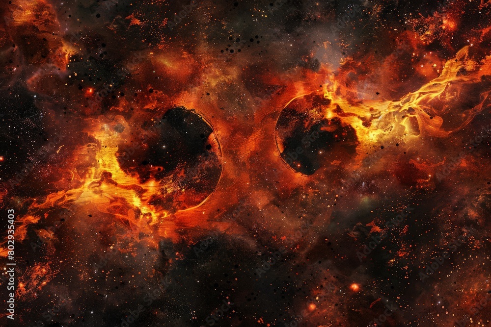 A mesmerizing scene of a black hole at the center of a vast expanse filled with twinkling stars, showcasing the beauty and mystery of the universe. A mesmerizing scene of a black hole at the center of a vast expanse filled with twinkling stars, showcasing the beauty and mystery of the universe.