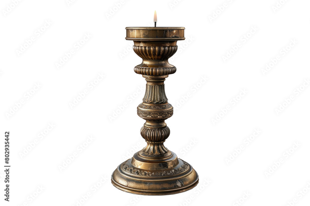 Antique candle holder isolated on transparent background