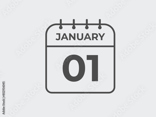 january 1 calendar reminder. 1st january daily calendar icon template. Calendar 1st january icon Design template. Vector illustration 