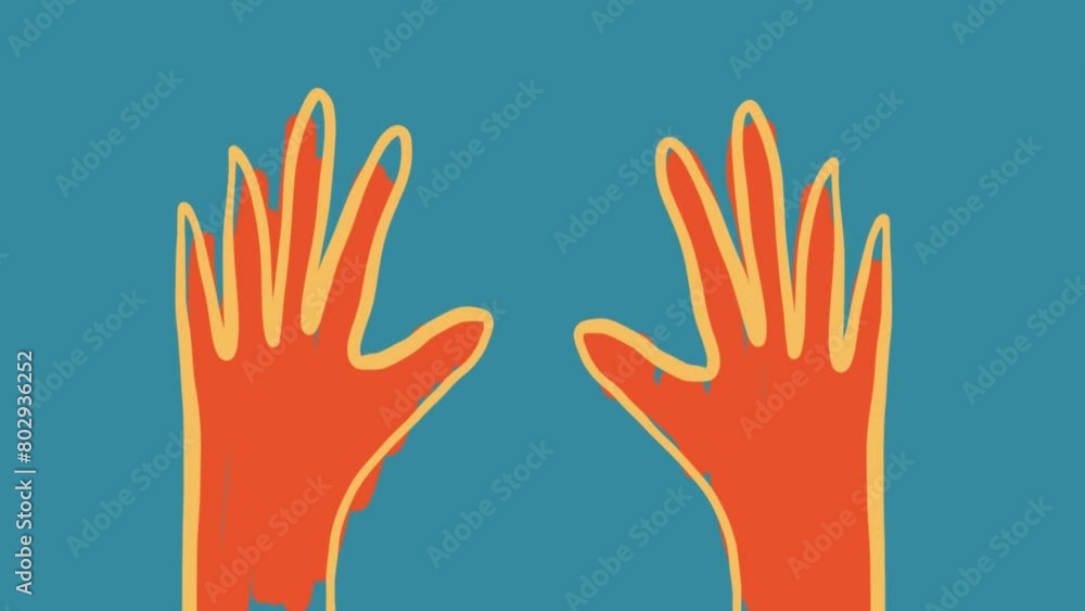 Human hands reaching out and waving. Cartoon style animation. Human hands reaching out and waving. Cartoon style animation.