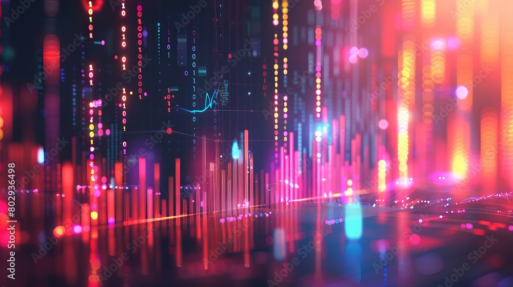 Sci-fi background depicting statistics and analytical indicators of big data.