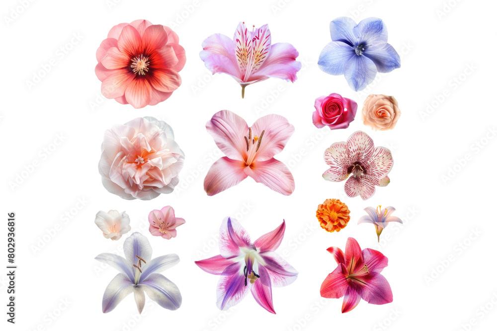 Obraz premium Beautiful floral set isolated on transparent background