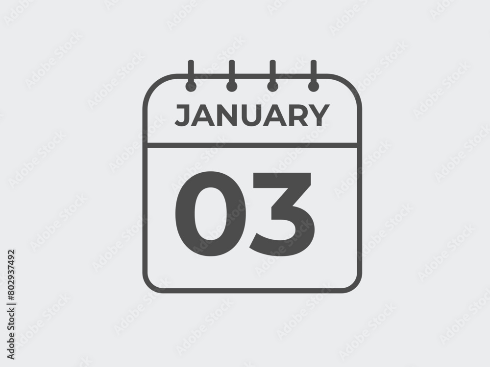 january 3 calendar reminder. 3 january daily calendar icon template. Calendar 3 january icon Design template. Vector illustration
january 3 calendar reminder. 3 january daily calendar icon template. Calendar 3 january icon Design template. Vector illustration