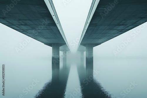 The clean lines of a modern bridge over calm waters